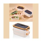 Skygo Beslenme Kutusu 1200 ml 2 Katlı Bölmeli Bpa'sız Pp Plastik Sefer Tası ve Beslenme Çantası - Lunch Box, Çatal Kaşık Dahil Okul Beslenme - Kestane Akaju - Option-1