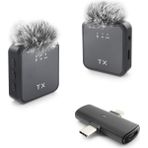 Skygo F15-2 Type-C + Lightning Kablosuz 2’li Yaka Mikrofon Seti - Siyah