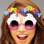 Skygo Happy Birthday Yazılı Beyaz Fuşya Renk Parti Gözlüğü 12x7 cm