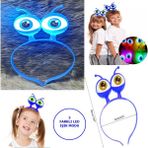 Skygo LED Işıklı & Pilli 3 Farklı Modda Yanan Uzaylı Göz Parti Tacı Mavi Renk 18X12 cm