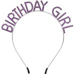 Skygo Mor Renk Kristal Taşlı Parlak Birthday Girl Yazılı Taç 16x17 cm
