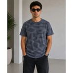 Skygo Revify Erkek Batik Desenli Tişört Bisiklet Yaka Kısa Kol Regular Fit T-Shirt - Füme
