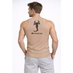 Skygo Revify Erkek Fitilli Atlet Sıfır Yaka Slim Fit Arka Baskılı Spor Atlet - Bej