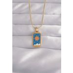 Skygo TJ-BKO9026 316L Çelik Gold Renk Mavi Mineli Güneş Model Tarot Kolye