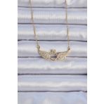 Skygo TJ-BKO9077 316L Çelik Zincir Altın Renk Kanatlı Tektaş Kolye