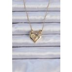 Skygo TJ-BKO9081 316L Çelik Zincir Altın Renk Zirkon Taşlı Mıknatıslı Kalp Kolye