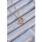 Skygo TJ-BKO9107 316L Çelik Zincir Altın Renk Mineli Kelebek Figür Zirkon Taşlı Kalp Kolye