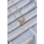 Skygo TJ-BKO9149 316L Çelik Zincir Altın Renk Zirkon Taşlı Kuğu Kolye