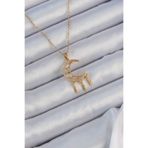 Skygo TJ-BKO9171 316L Çelik Zincir Altın Renk İşlemeli Zirkon Taşlı Ay Kolye