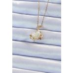 Skygo TJ-BKO9219 316L Çelik Zincir Altın Renk Zirkon Taşlı Gezegen Görünümlü Kalp Kolye