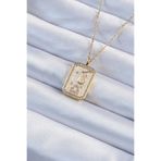 Skygo TJ-BKO9233 316L Çelik Zincir Altın Renk Zirkon Taşlı Çerçeveli Tarot Kolye