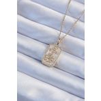 Skygo TJ-BKO9243 316L Çelik Zincir Altın Renk Zirkon Taşlı Çerçeveli Tarot Kolye