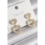 Skygo TJ-BKP9766 Pirinç Gold Renk Zirkon Taşlı Sallantı Kalp Model Kadın Küpe