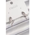 Skygo TJ-BKP9789 Pirinç Gümüş Renk Zirkon Taşlı Yılan Model Kadın Küpe