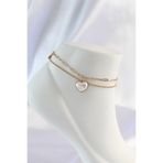 Skygo TJ-HH1584 316L Çelik Gold Renk Beyaz Kalpli 2'li Halhal