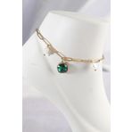 Skygo TJ-HH1592 316L Çelik Gold Renk Zümrüt Taş Tasarımlı Halhal