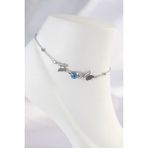 Skygo TJ-HH1602 316L Çelik Gümüş Renk Nazar Boncuk Detay Kelebek Halhal