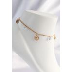 Skygo TJ-HH1620 316L Çelik Gold Renk Zirkon Taşlı Yıldızlı Halhal