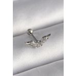 Skygo TJ-PR1291 316L Çelik Gümüş Renk Zirkon Taş Detay Kanat Model Tragus Piercing