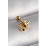 Skygo TJ-PR1292 316L Çelik Gold Renk Siyah Zirkon Taş Detay Örümcek Ağ Model Tragus Piercing