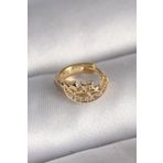 Skygo TJ-PR1322 316L Çelik Gold Renk Zirkon Taşlı Ay Yıldız Model Tragus Piercing
