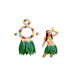 Skygo Yetişkin Hawaii Kostüm Seti - Yaprak Etek & Hawaii Set - 5 Parça