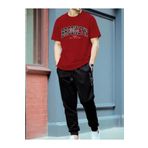SKYLİGHT Kırmızı Oversize Brooklyn Baskılı Bisiklet Yaka T-shirt - Siyah Jogger Eşofman Altı Takım