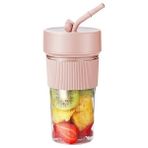 SkyNest Fruvia Taşınabilir Sarjlı Blender Termos Tasarım Smoothie 350ML - Pembe