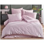 Skyrose 1 cm Çizgili Saten Nevresim Takımı Çift Kişilik Skyrosevipcollection - 220 x 240 cm - Pudra