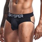 SKYSPER Erkekler için Jockstrap Atletik Destekçiler Sporcu Kayışı Erkek İç Çamaşırı, Sg02-siyah, Large