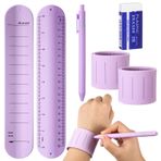 Skyygemm 2 Pcs Silicone Slap Reminder Bracelet with Ballpoint Pen and Eraser To Do List Slap Bracelet Wearable Wrist Band Notepad Erasable Wristband Writable Memo Slap Bracelet for Nurse(Purple)