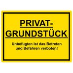 SL group - 1 Levha "Privatgrundstück" 30 x 20 cm sağlam PVC plastik plakadan - uyarı levhası yetkisiz kişilerin girmesi ve sürülmesi yasaktır! - Giriş ve geçiş olmaması için uyarı levhası