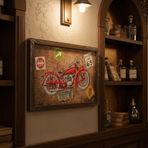 SL65 Route 66 Kırmızı Motosiklet Metal Kabartmalı Tablo Retro Garaj Bar Ofis Duvar Dekoru 58x38 cm