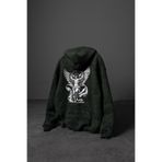Slatra Erkek Haki Antik Desen Nakışlı Yıkamalı Oversize Kapüşonlu Sweatshirt