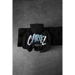 Slatra Erkek Siyah Cartel Kabartma Baskılı Kapüşonlu Oversize Sweatshirt