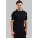 Slazenger 3610 Erkek Bisiklet Yaka Şerit Detaylı Tişört Regular Fit - Siyah - XL