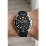 Slazenger 44MM Gümüş Kasa, Siyah Silikon Kordon, Multifonksiyon, Spor Erkek Kol Saati - Siyah - Gümüş
