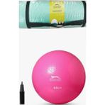 Slazenger 65CM Antı-Burst Gymball Fuşya(Pompa Dahil)+Slazenger 8mm Pilates Minderi Slazenger