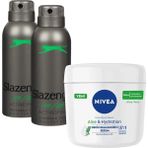 Slazenger Activesport Yeşil Deodorant Spray (150 Ml) 2 Adet + Nıvea El ve Vücut Kremi Aloe Vera 400ML