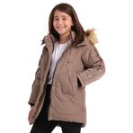 Slazenger CAMRON Unisex Çocuk Kapüşonlu Şişme Bej Mont & Kaban