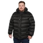 Slazenger HARSHALL Büyük Beden Erkek Kapüşonlu Şişme Siyah Mont & Kaban