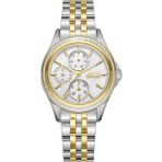 Slazenger Kadın Kol Saati 34 mm Beyaz Kadran Taşlı Kasa Gold Metal Kayış 5 Atm - Gümüş - Altın