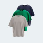Slazenger Kaıser 3 Lü Set Erkek Tişört - Taş Gri - Lacivert - Koyu Yeşil