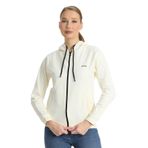 Slazenger KINET IN Kadın Fermuarlı Kapüşonlu Cepli Ekru Sweatshırt