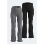 Slazenger Knoxy 2 Li Set Kadın Eşofman Altı - XL - Siyah - Koyu Gri