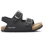 Slazenger Kobby Unisex Çocuk Sandalet Suni Deri Siyah Konforlu Tasarım