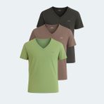 Slazenger Krakker 3 Lü Set Erkek Tişört - Koyu Gri - Açık Yeşil - Kahve - M