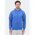 Slazenger MAJESTIC I Erkek Fermuarlı Kapüşonlu Cepli Indigo Sweatshırt
