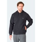 Slazenger MAJESTIC I Erkek Fermuarlı Kapüşonlu Cepli Siyah Sweatshırt
