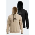 Slazenger Onca 2 Li Set Erkek Sweatshırt - M - Siyah - Bej